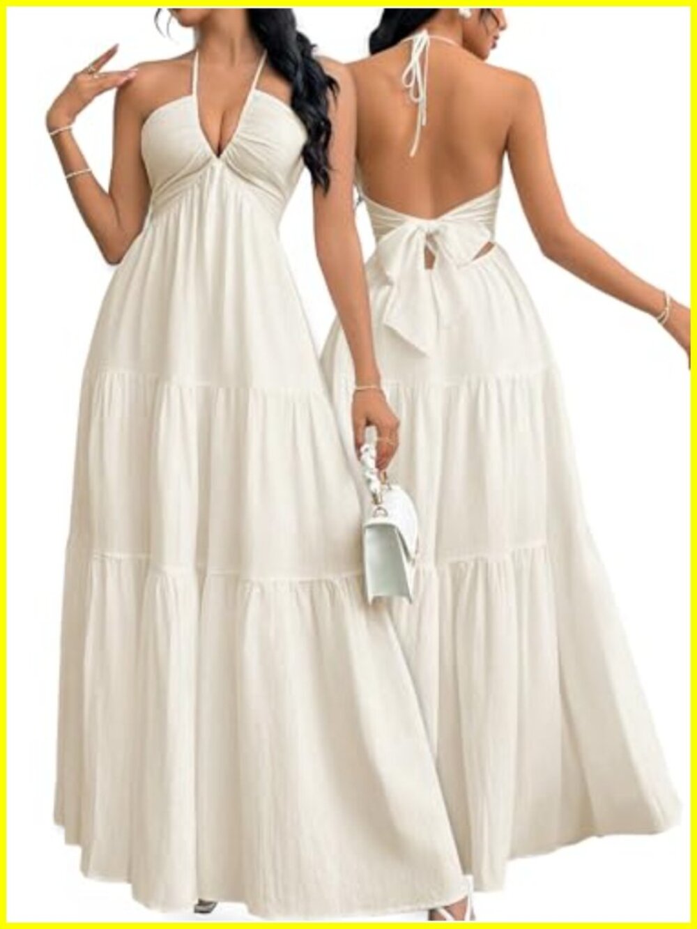 Women's Maxi Summer Dress Halter Neck A-Line Casual Beach Vacation Flowy